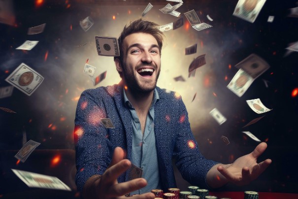 man winning casino games
